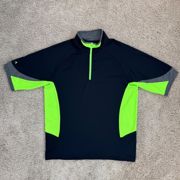 Antigua Golf‎ Pullover Desert Dry Men L Black Neon Green 1/4 Zip Shirt Athletic - Picture 9 of 10